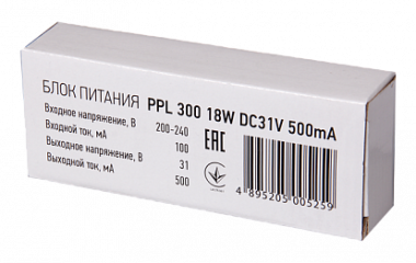 Фотография товара 'Jazzway Драйвер 500мА для PPL 300 18w DC31v SW, .5005259'