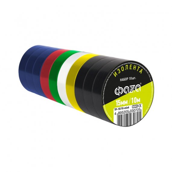 Фотография товара 'Jazzway .5030725 Комплект изол. ФАZА 15мм * 10м, 10 роликов 6 цветов'