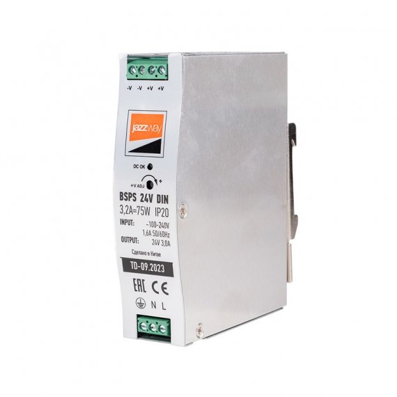Фотография товара 'Jazzway .5050006 BSPS DIN 24V 3.2A= 75w IP20 AL 3г.гар'