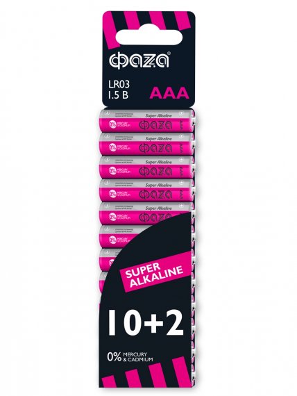 Фотография товара 'ФАZА Элемент питания LR03 Super Alkaline SBL-(10+2) .2854612'